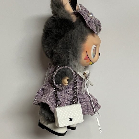 Designer Bow Dress Bag Shoes 4 Piece Outfit For Labubu The Monsters Purple Shoe - Picture 2 of 14